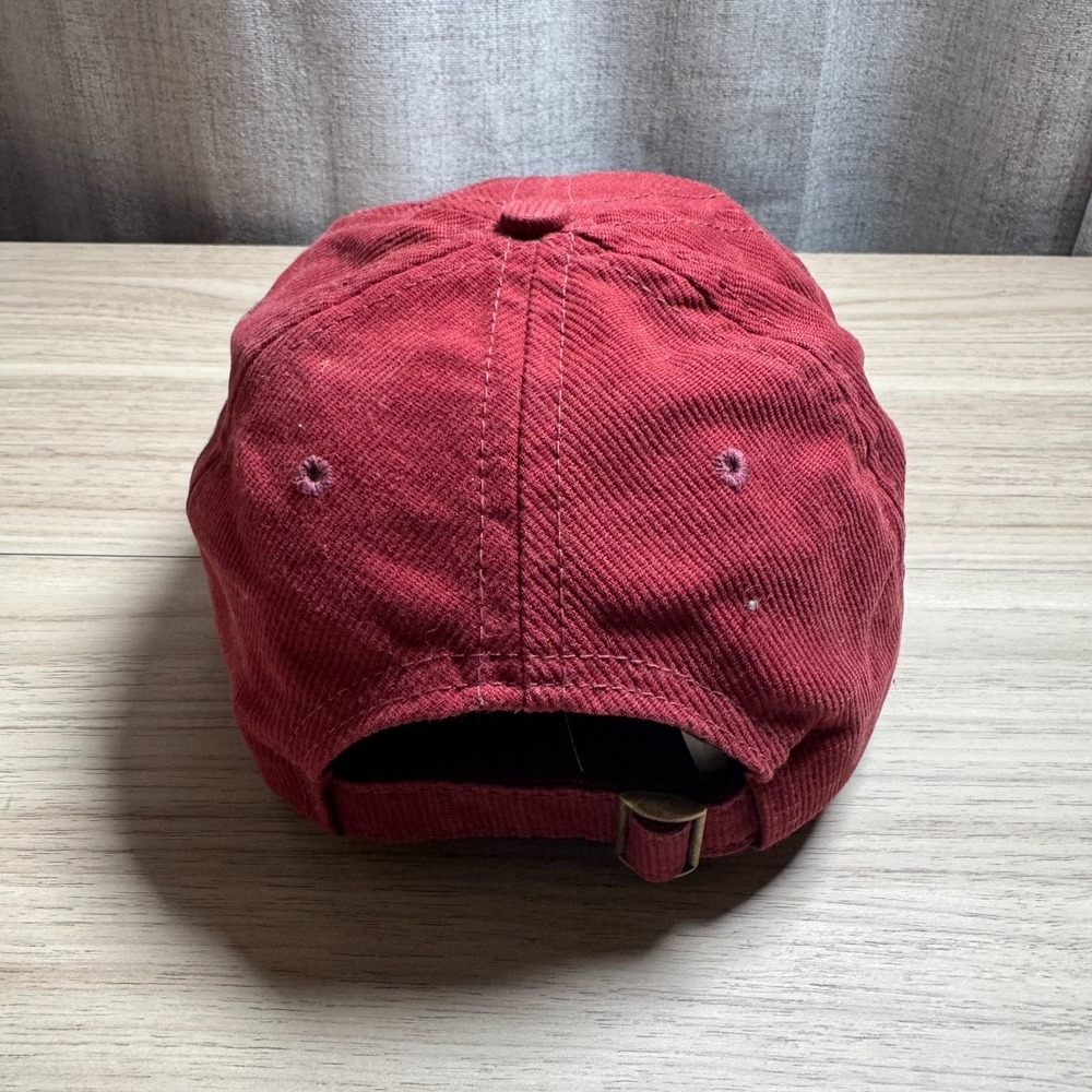 Over Under Corduroy Hat Mens OSFA Burgundy Red Leather Patch USA Made Preppy - Picture 4 of 7